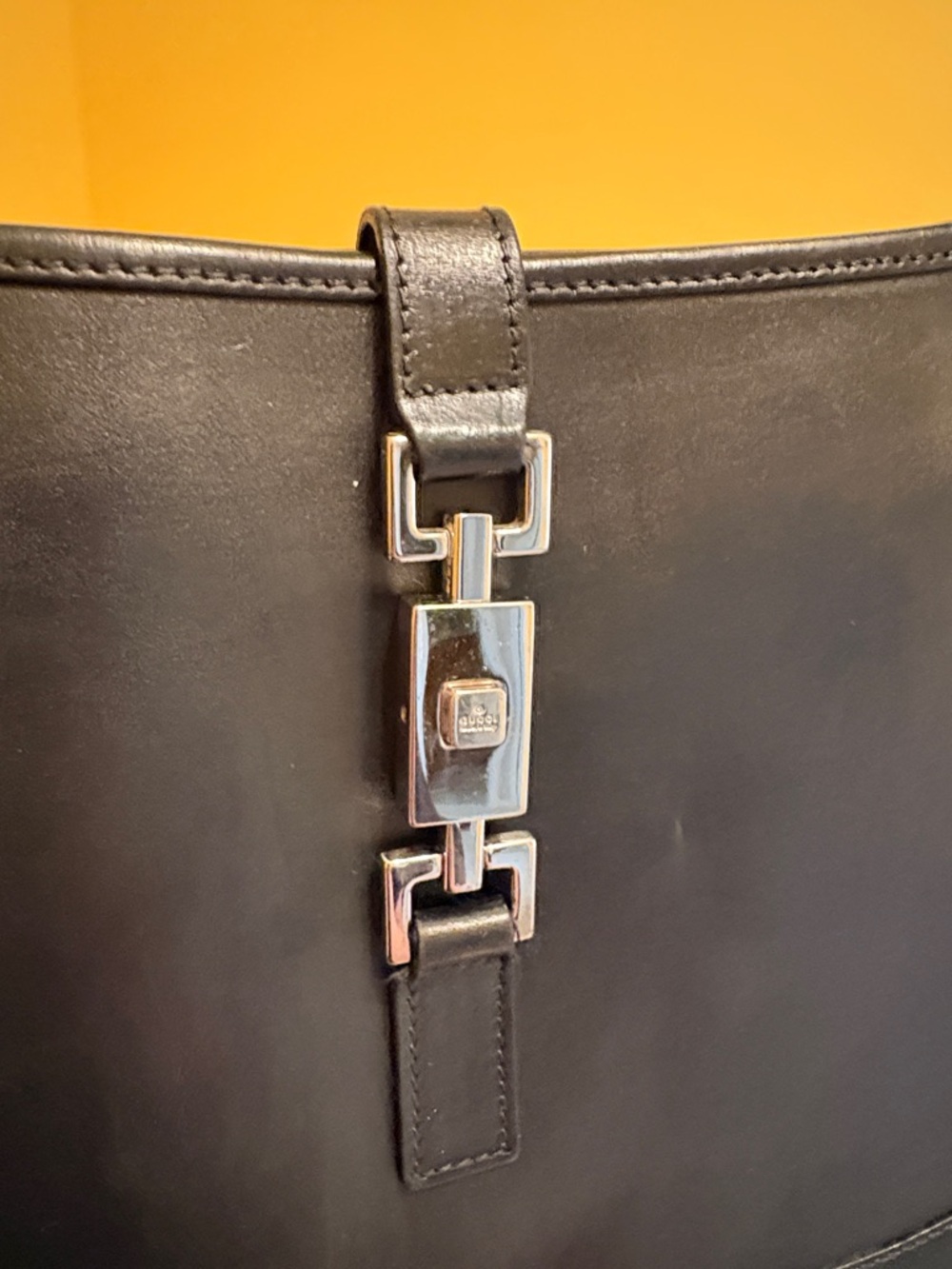 Vintage Gucci Jackie Black Leather with Silver Hardware - as is - repaired - Picture 3 of 13